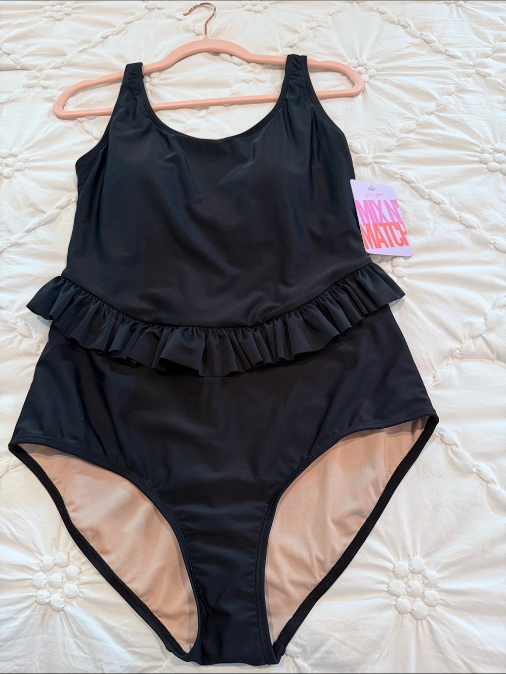 Kortni Jeane Black Ruffle One-Piece Swimsuit - Kids